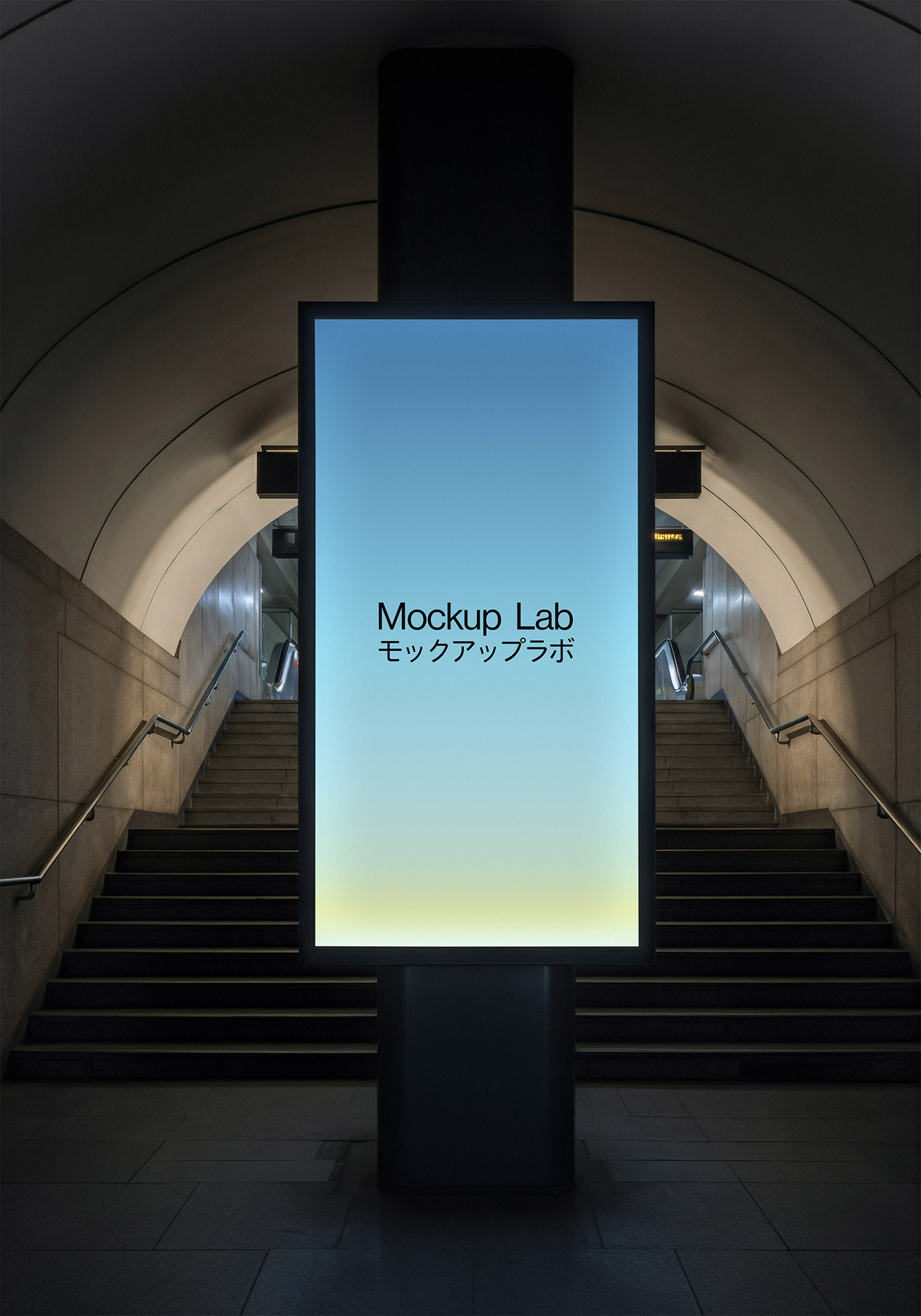 Front view of a sleek digital screen mockup displaying a vibrant user interface.